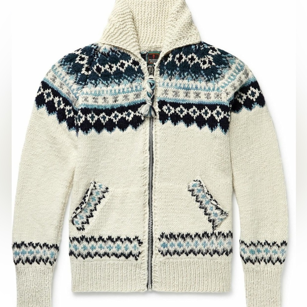 ISO IN SEARCH OF Chamula Meg Monitaly Fair Isle Zip cardigan Ivory
